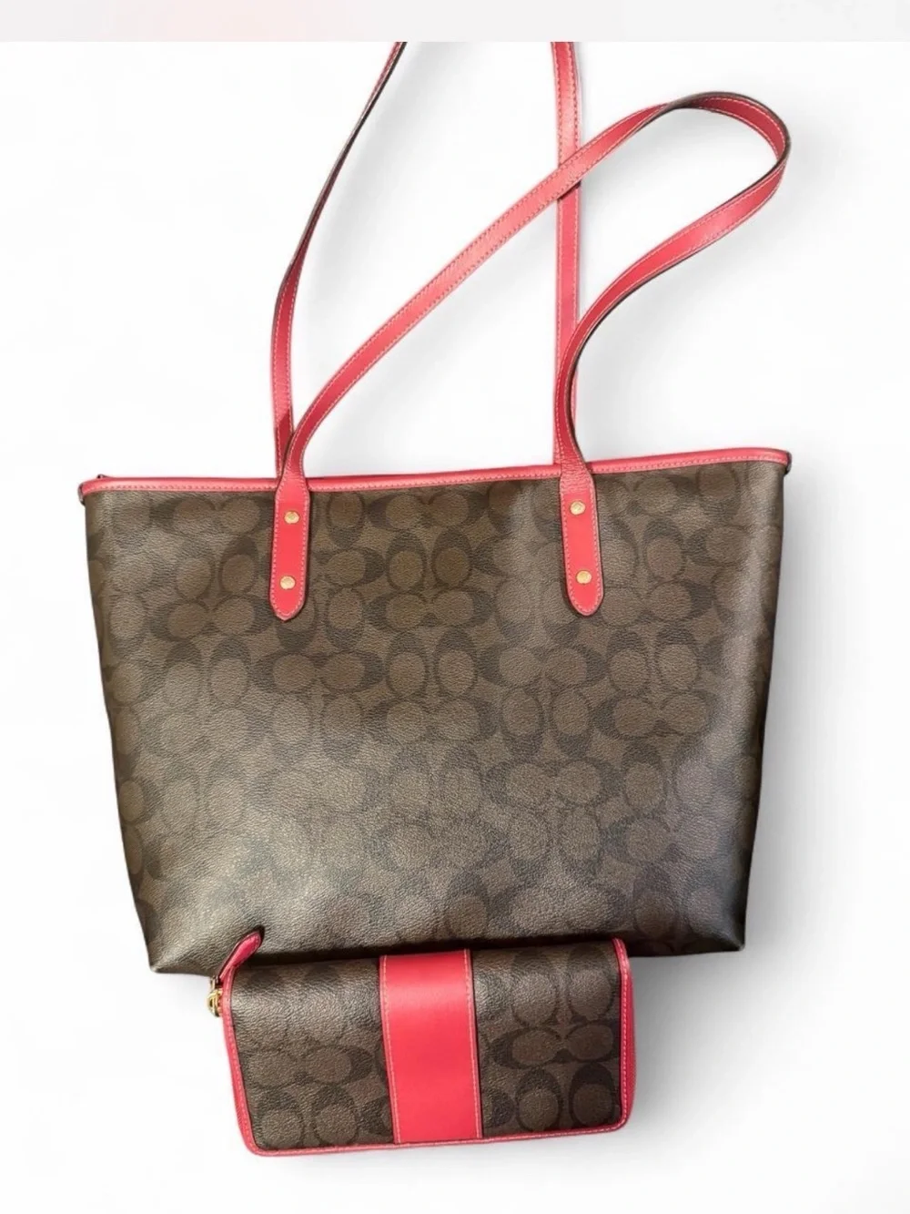 Coach F58292 Signature PVC Leather City Zip Tote Bag With Matching Wallet